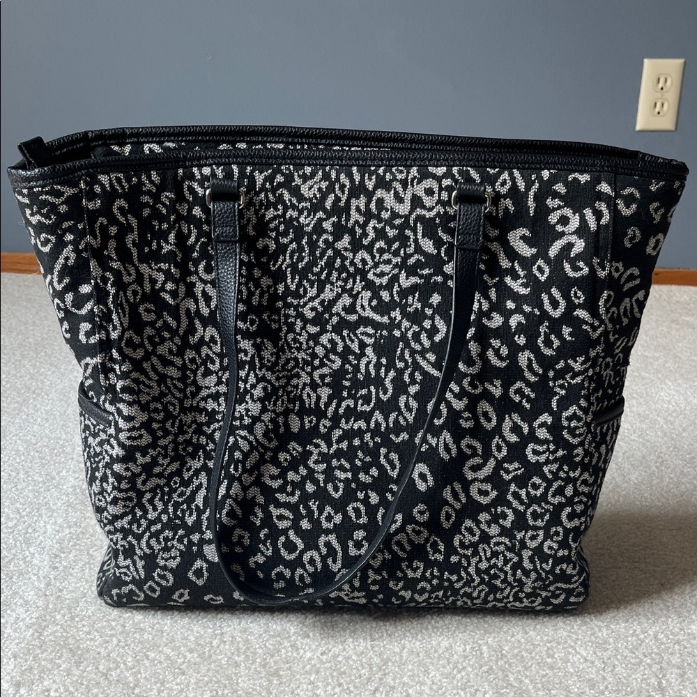 Thirty-One Black and Gray Leopard Print Tote Bag